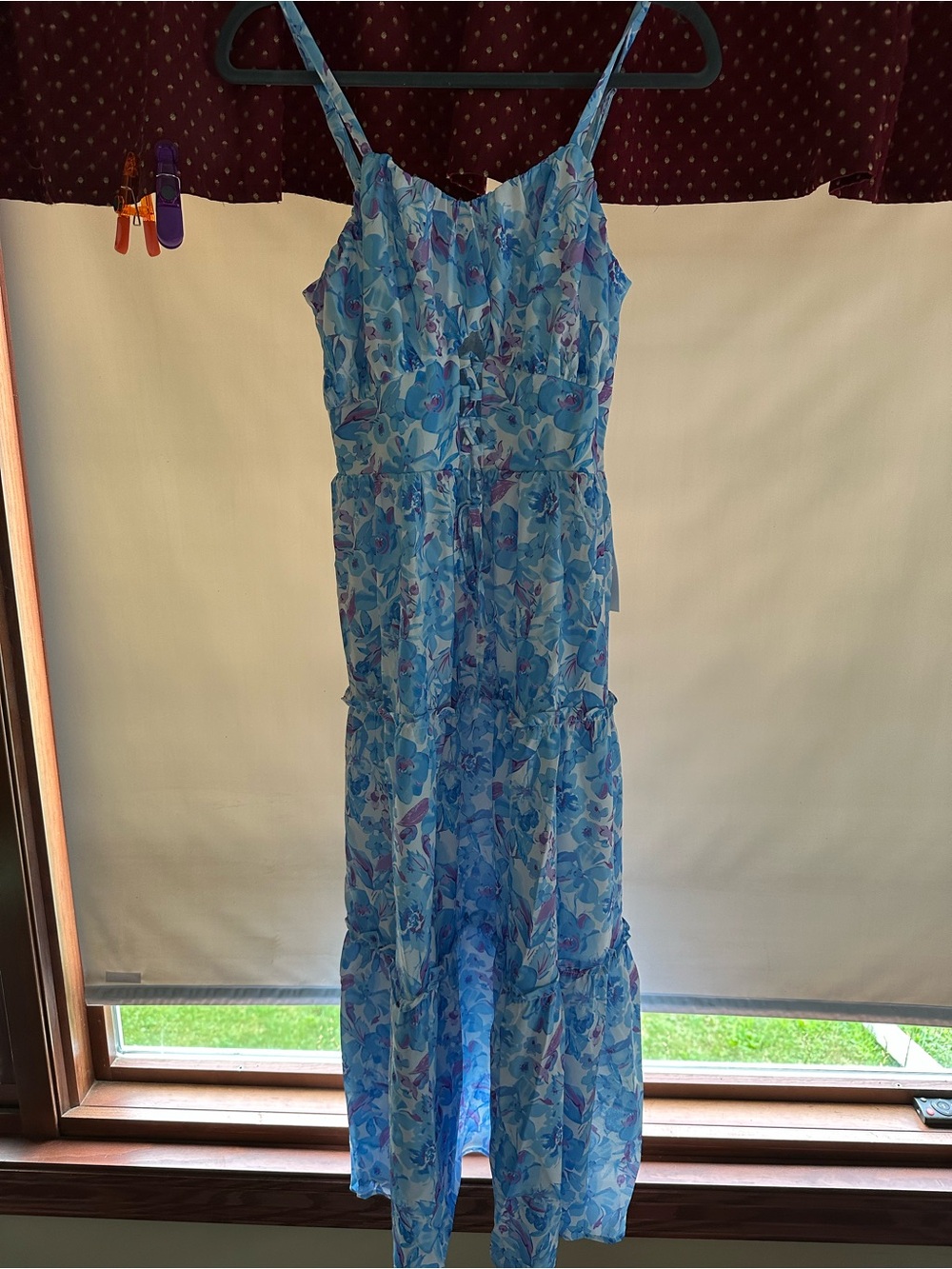 Grace Karin Blue Floral Tiered Maxi Dress